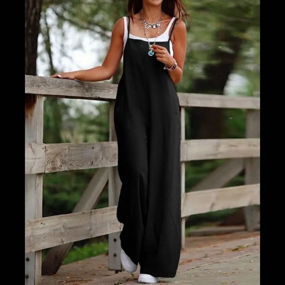 Women Baggy Dungarees Jumpsuit Strappy Wide Leg Playsuit Overalls XL New